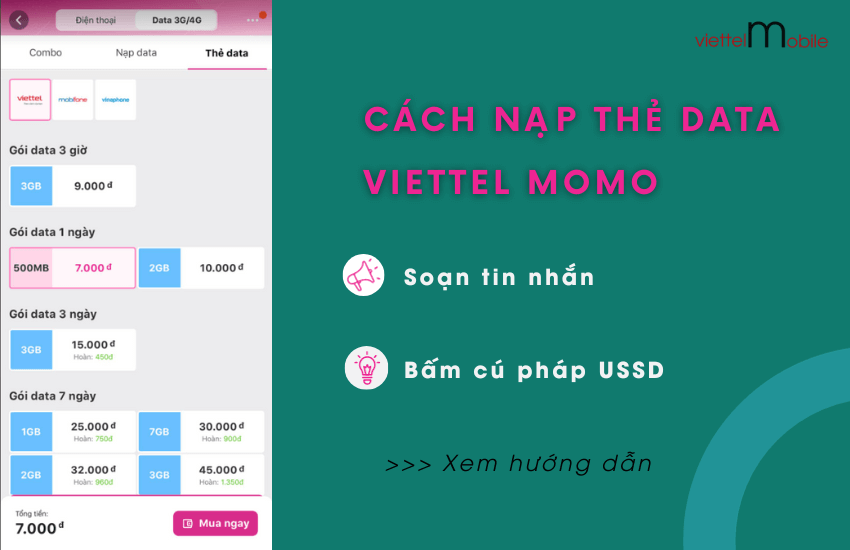 cach nap the data viettel momo