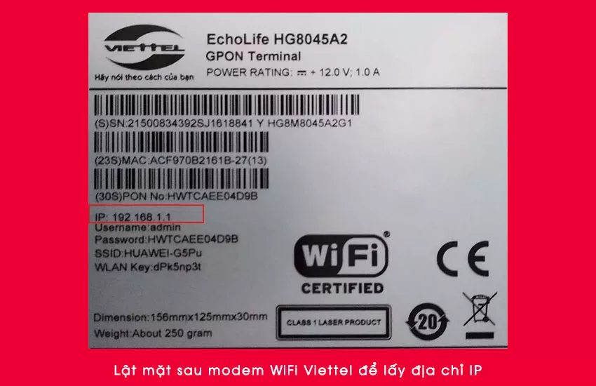 cach lay dia chi ip modem viettel