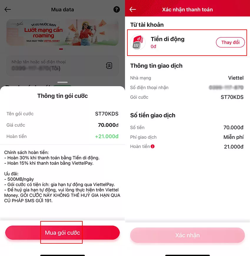 cach hoan tien data khi dang ky 4g viettel
