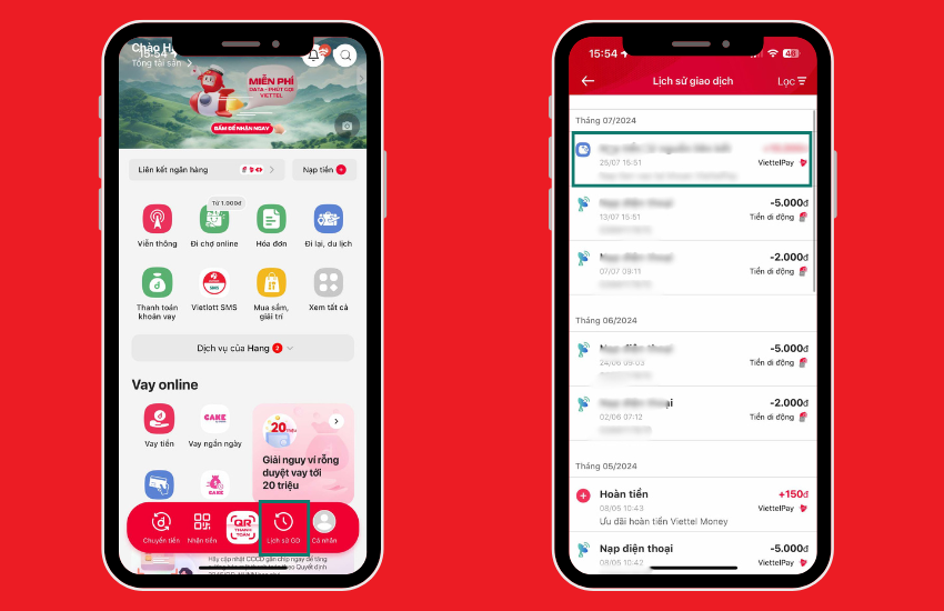 kiem tra lich su giao dịch viettelpay